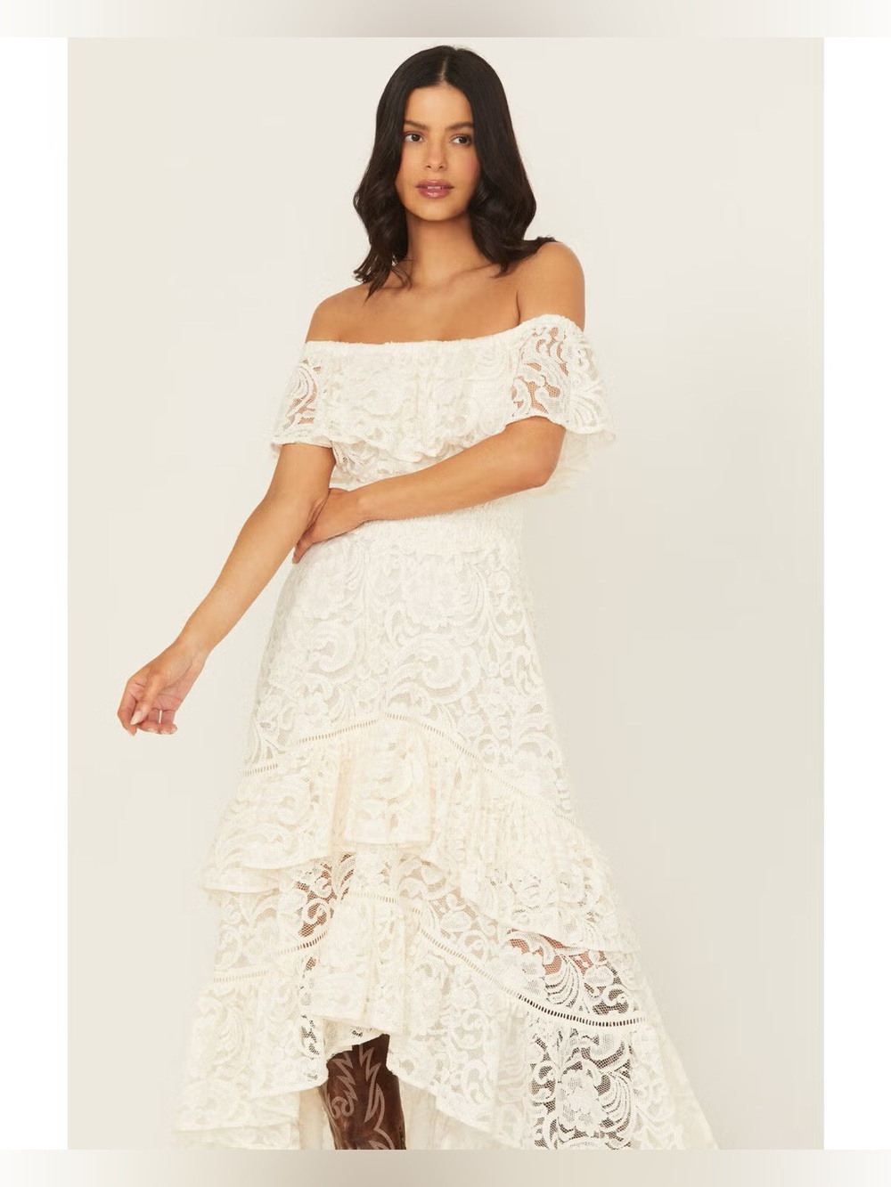 Boot Barn Shyanne Women’s Lace Off The Shoulder High-Low Dress